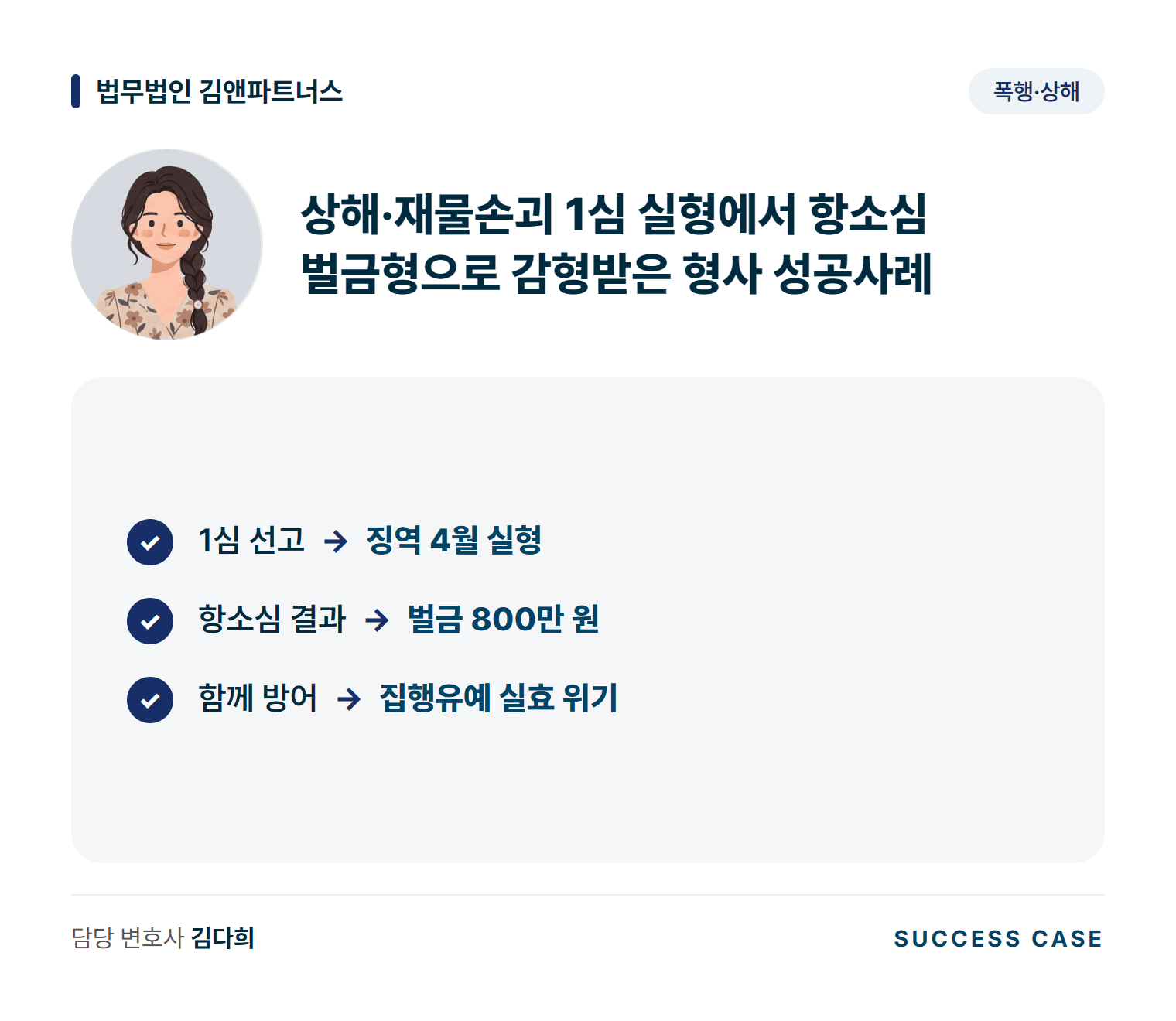상해·재물손괴 1심 실형에서 항소심 벌금형으로 감형받은 형사 성공사례 사건 요약