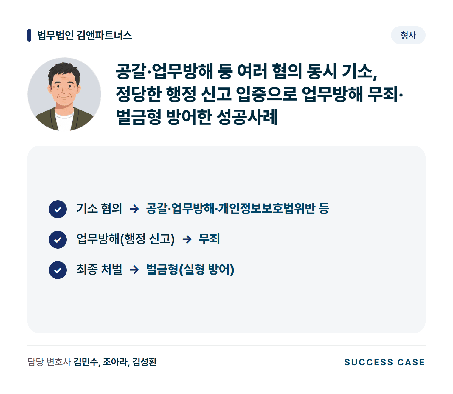 공갈·업무방해 등 여러 혐의 동시 기소, 정당한 행정 신고 입증으로 업무방해 무죄·벌금형 방어한 성공사례 사건 요약