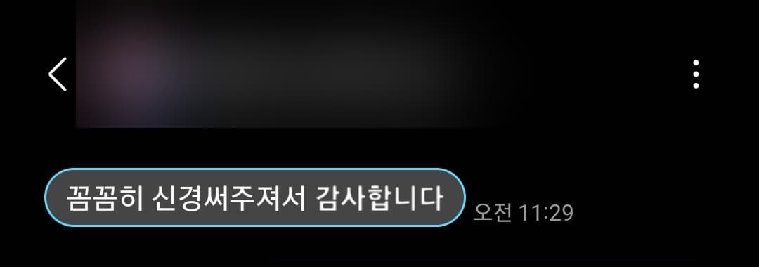 의뢰인 후기 메시지 캡처