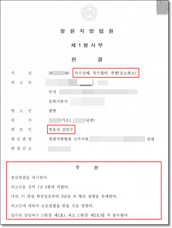 특수상해 판결문