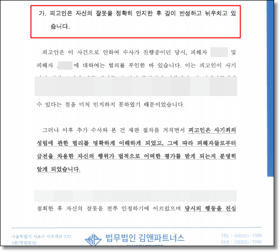 차용금 사기 변호인의견서 1