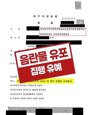 음란물유포 및 도박장개설 방조 집행유예 – 중국서버 불법 사이트