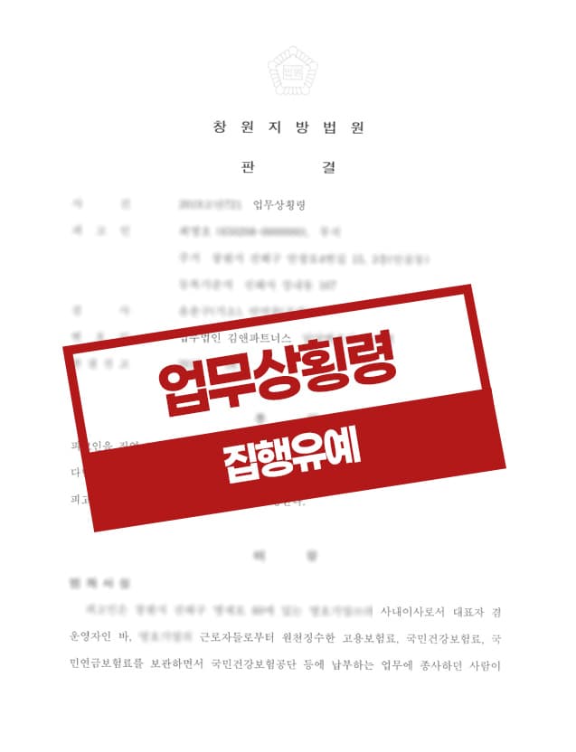 업무상횡령 집행유예 사례