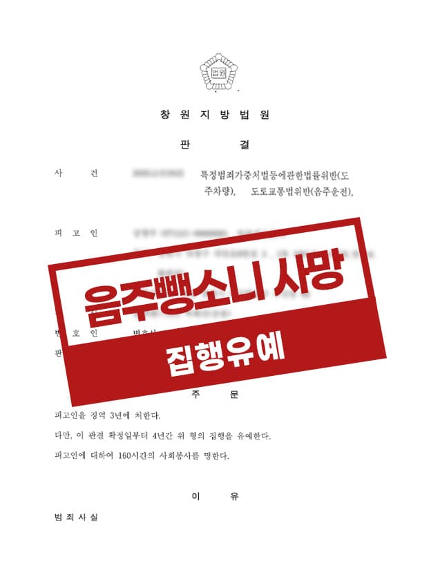 음주운전 뺑소니 사망 집행유예 사례
