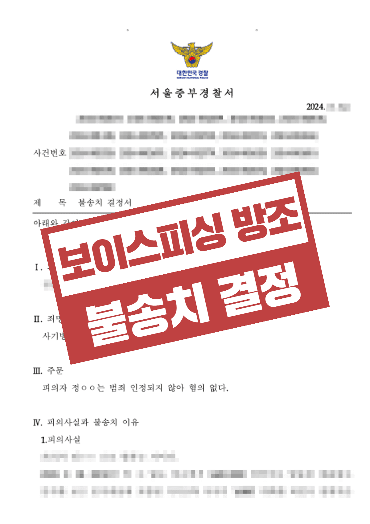 보이스피싱 사기방조 불송치 – 대출광고에 속아 계좌를 제공해 네이버안전거래사기에 이용된 사례