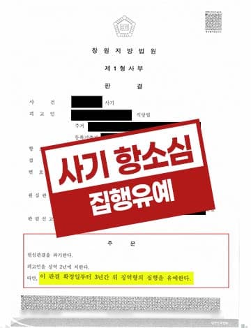 대여금 사기 집행유예 – 1심 징역형 항소심