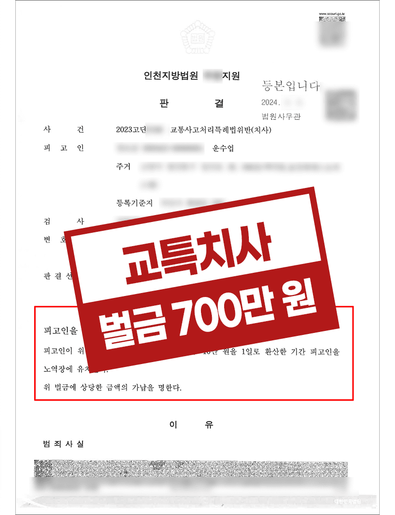 교특치사 자전거교통사고 벌금형
