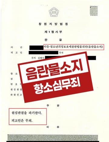음란물소지죄 항소 무죄 – 아청법 위반 성착취 영상 다운로드